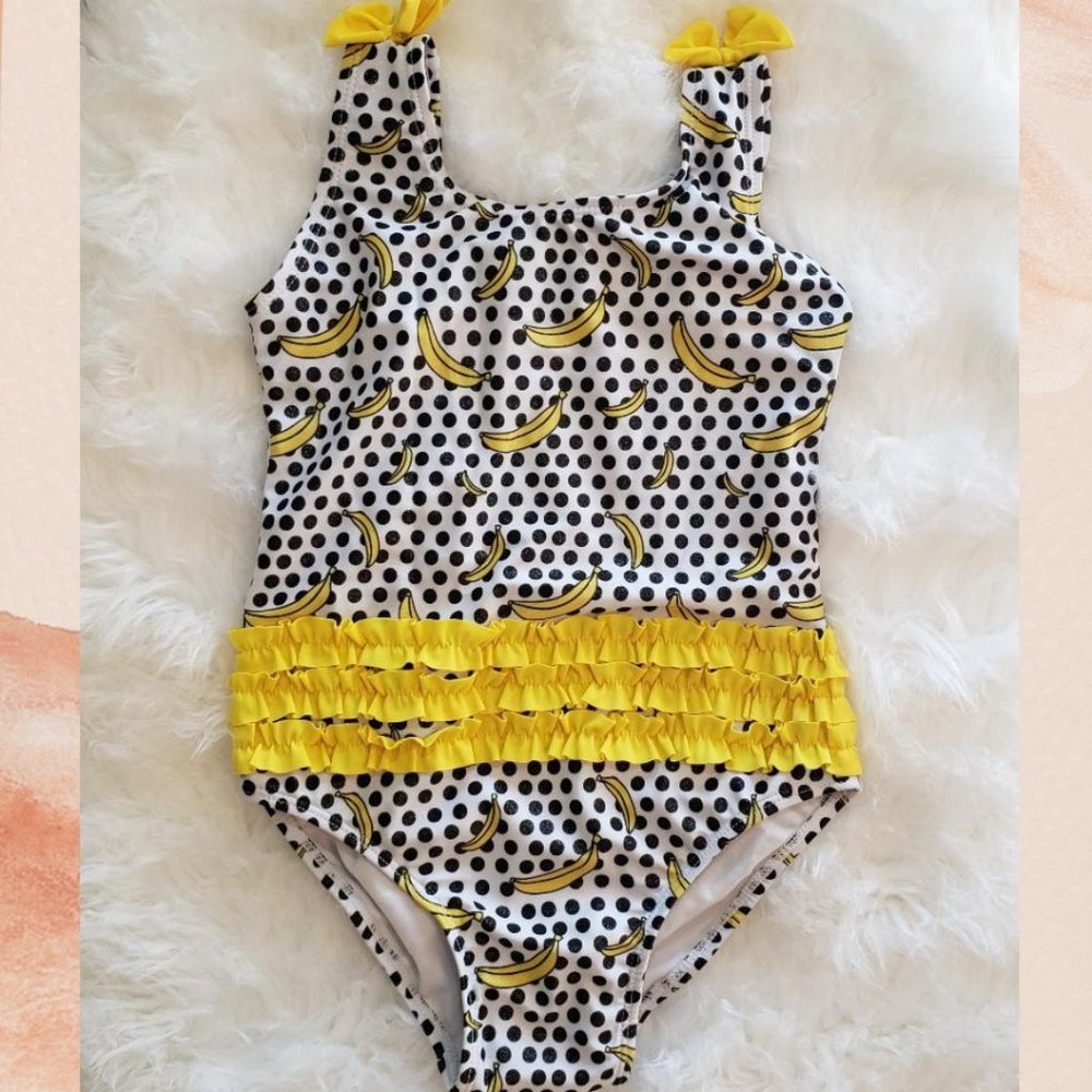 NWOT Girl's Banana Polka Dot One-Piece Swimsuit